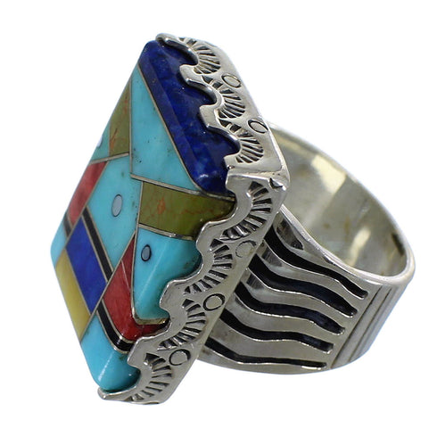 Multicolor Silver Southwestern Ring Size 7-1/2 YX76181
